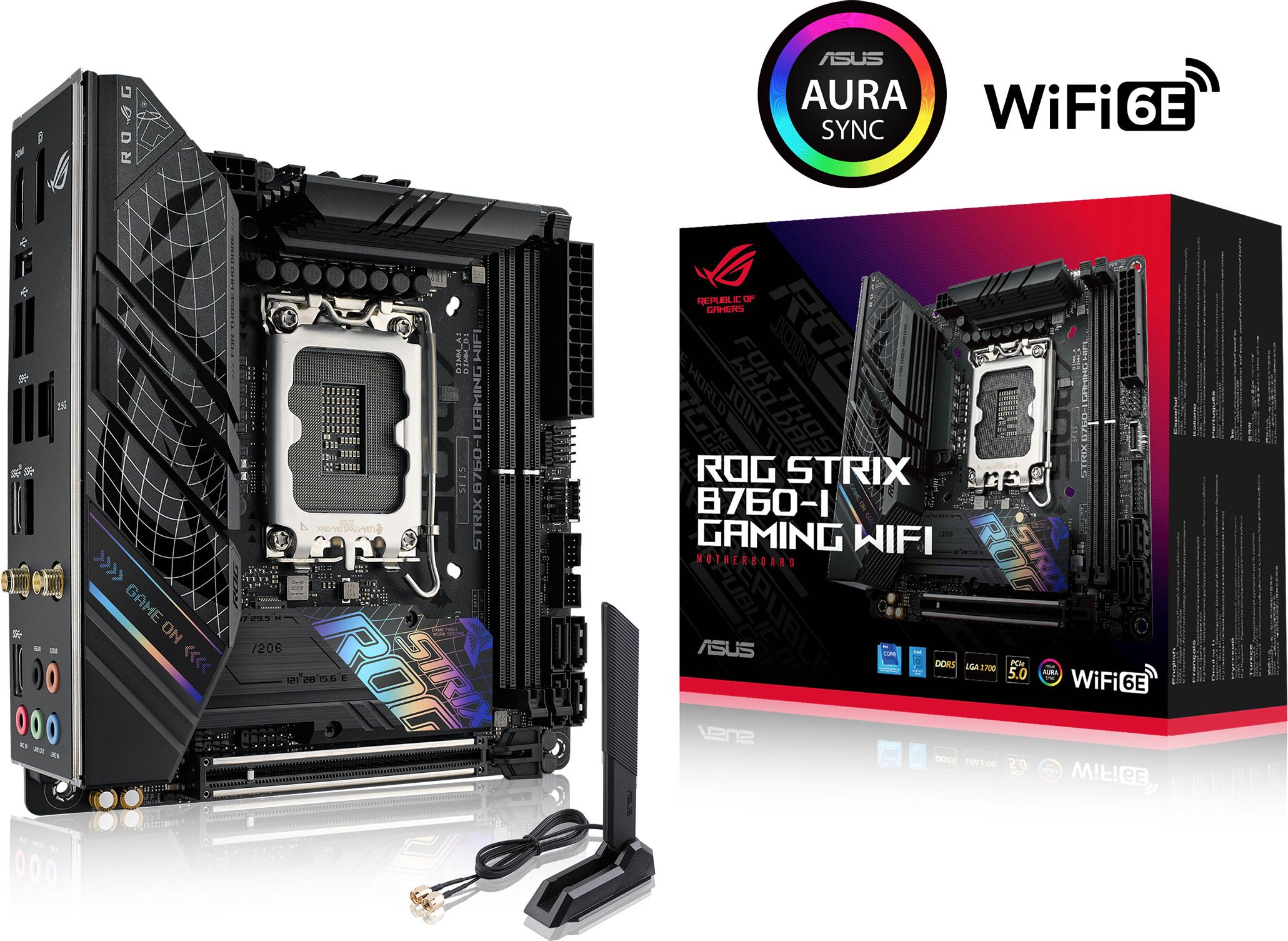 ASUS ROG STRIX B760-I GAMING WIFI LGA1700 Mini-ITX 2xDIMM DDR5 1xDP 1xHDMI 4xSATA 2xM.2 MB